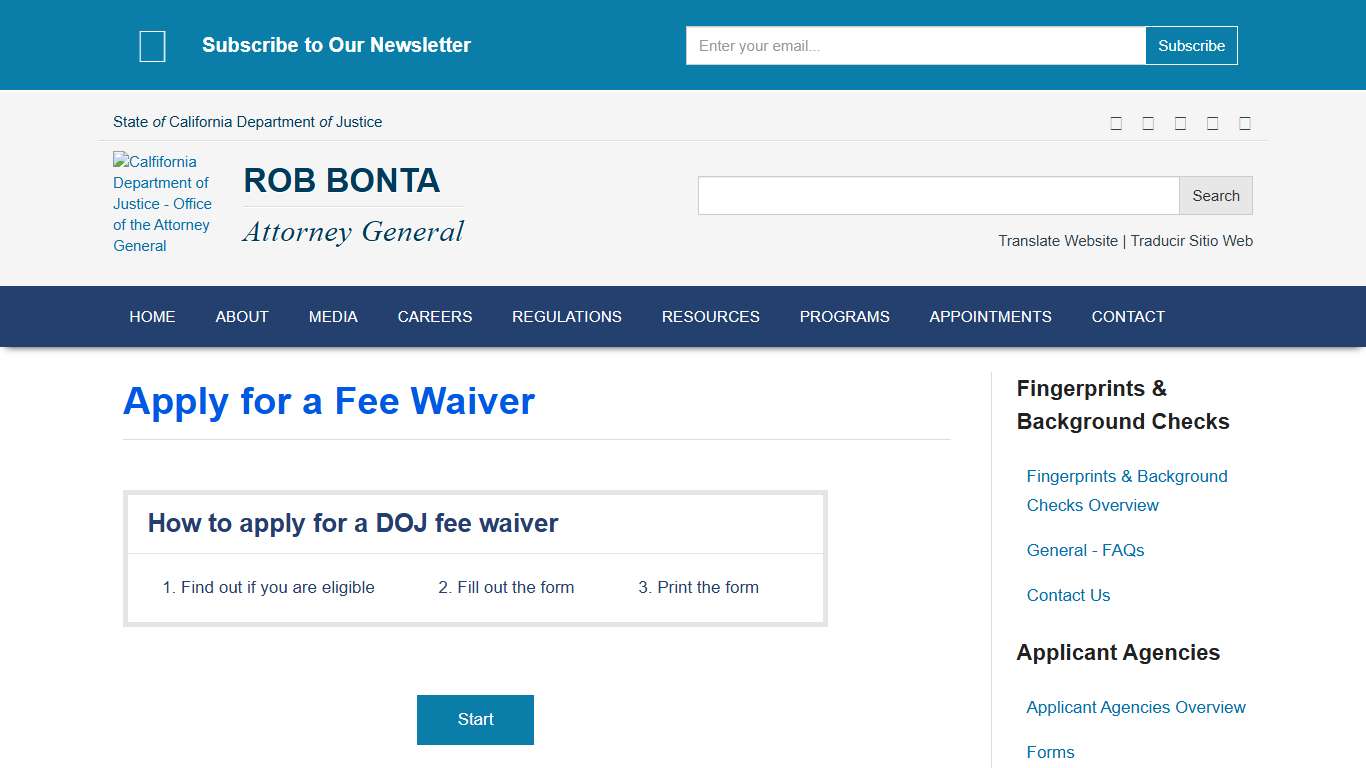 Apply for a Fee Waiver State of California - Department of Justice - Office of the Attorney General